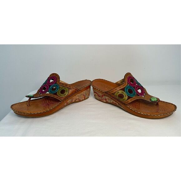 L’ Artiste Spring Step women’s wedge multi color sandal size 10. #S-1165 - Picture 4 of 10